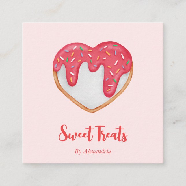 Tarjeta De Visita Cuadrada Personalizado de moda hizo Cocie Bakery Chef (Anverso)