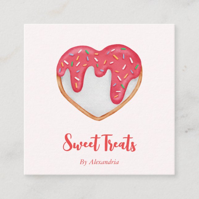 Tarjeta De Visita Cuadrada Personalizado de moda hizo Cocie Bakery Chef (Anverso)