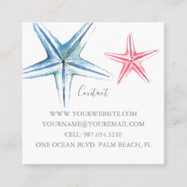 Tarjeta De Visita Cuadrada Personalizado de peces estrella de océano costero