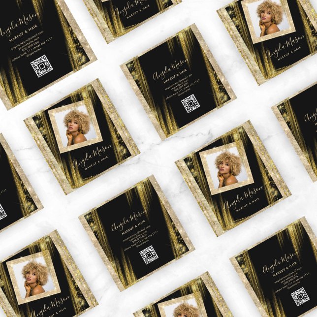 Tarjeta De Visita Cuadrada Personalizado de pelo de maquillaje Foto Código QR (Subido por el creador)