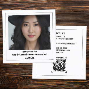 Tarjeta De Visita Cuadrada Personalizado de Preparación de Impuestos QR y Fot