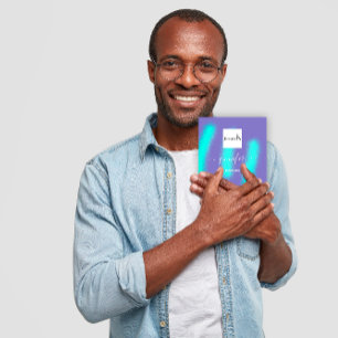 Tarjeta De Visita Cuadrada Personalizado de resumen oceánico azul púrpura QR