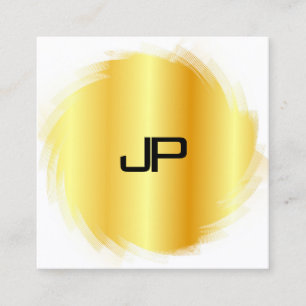 Tarjeta De Visita Cuadrada Personalizado Elegant Gold Look Moderno Monograma 