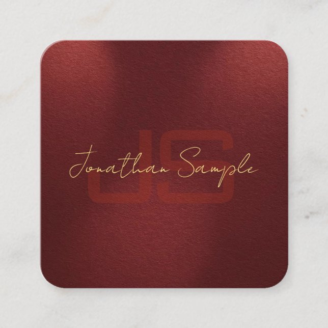 Tarjeta De Visita Cuadrada Personalizado Elegant Monograma Iniciales Dorado L (Anverso)