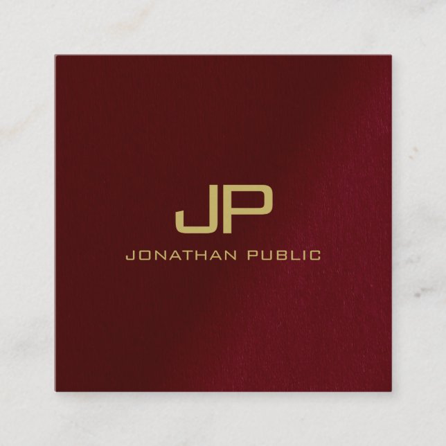 Tarjeta De Visita Cuadrada Personalizado Elegante Plantilla Dorado Monograma  (Anverso)