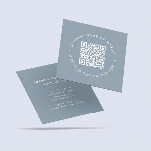 Tarjeta De Visita Cuadrada Personalizado Escaneado Profesional Código QR Navy