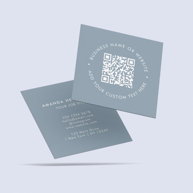 Tarjeta De Visita Cuadrada Personalizado Escaneado Profesional Código QR Navy (Subido por el creador)