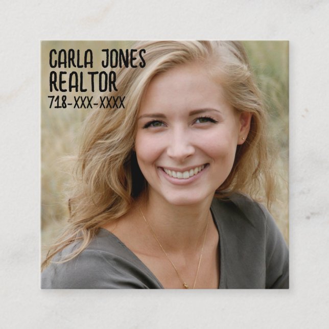 TARJETA DE VISITA CUADRADA PERSONALIZADO FOTO SQUARE MODERNO (Anverso)