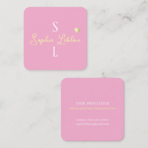 Tarjeta De Visita Cuadrada Personalizado Girly Calligraphy Romántico rosa cla