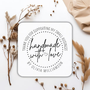 Tarjeta De Visita Cuadrada Personalizado hecho a mano con amor Gracias Pequeñ
