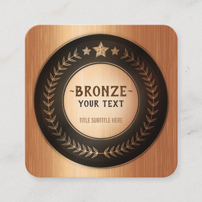Tarjeta De Visita Cuadrada PERSONALIZADO IMPRIMIR DIY MEDAL Bronze AÑADIR TU  (Anverso)