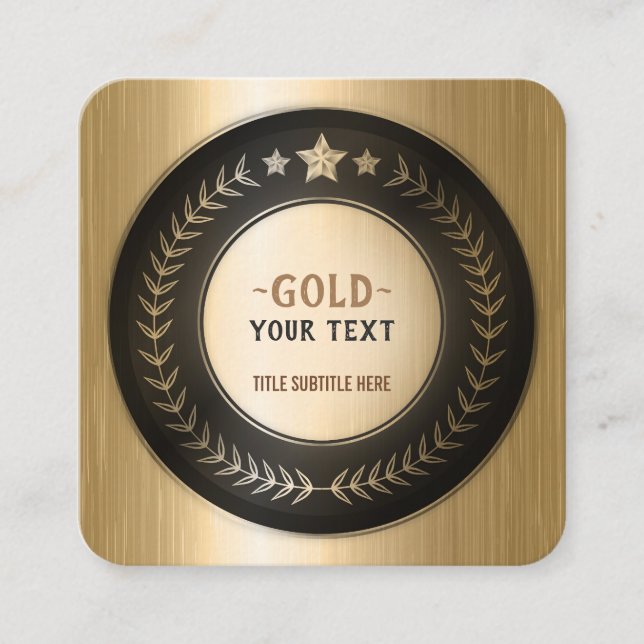 Tarjeta De Visita Cuadrada PERSONALIZADO IMPRIMIR DIY MEDAL Gold #1 Campeón E (Anverso)