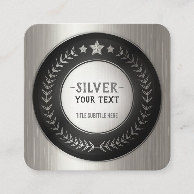 Tarjeta De Visita Cuadrada PERSONALIZADO IMPRIMIR DIY MEDAL Silver AÑADIR TU  (Anverso)