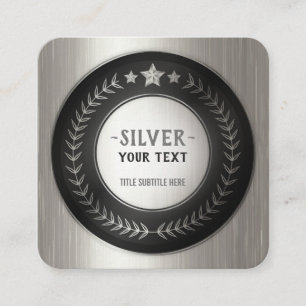 Tarjeta De Visita Cuadrada PERSONALIZADO IMPRIMIR DIY MEDAL Silver Champion E