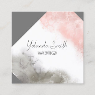Tarjeta De Visita Cuadrada personalizado limpio minmallista rosa y gris color