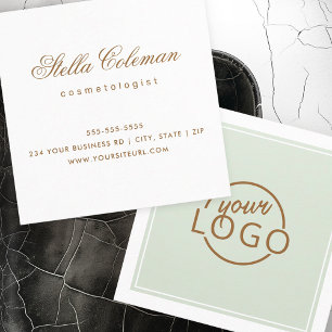 Tarjeta De Visita Cuadrada Personalizado logo borde luz minimalista verde