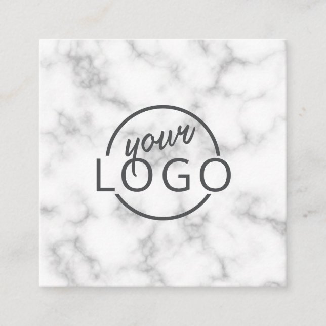 Tarjeta De Visita Cuadrada Personalizado logo elegante cuadrado de mármol (Anverso)