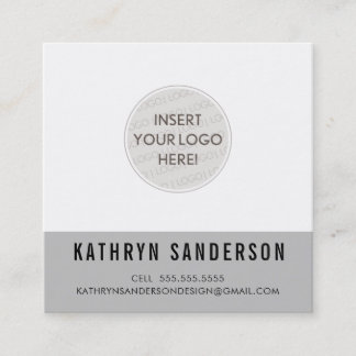 Tarjeta De Visita Cuadrada PERSONALIZADO LOGO moderno mínimo moda gris negro