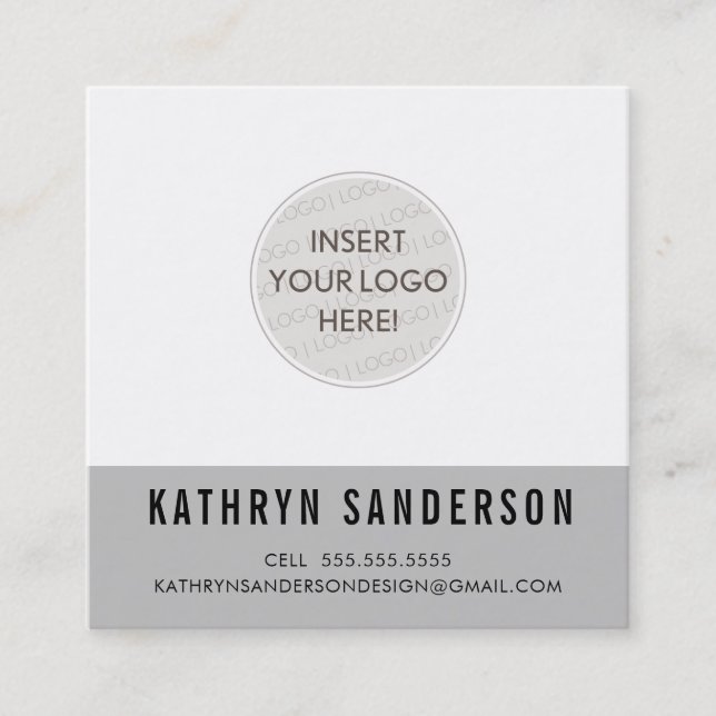 Tarjeta De Visita Cuadrada PERSONALIZADO LOGO moderno mínimo moda gris negro (Anverso)