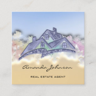 Tarjeta De Visita Cuadrada Personalizado Logotipo Casa Agente Inmobiliario Ca