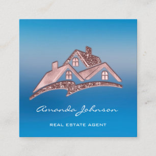 Tarjeta De Visita Cuadrada Personalizado Logotipo Casa Agente Inmobiliario Ho