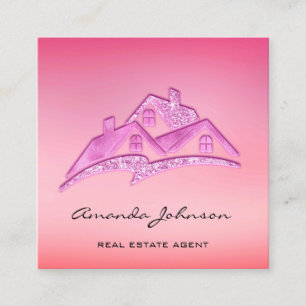 Tarjeta De Visita Cuadrada Personalizado Logotipo Casa Agente Inmobiliario Ho