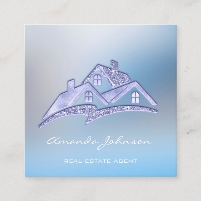 Tarjeta De Visita Cuadrada Personalizado Logotipo Casa Agente Inmobiliario Ho (Anverso)