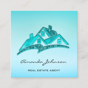 Tarjeta De Visita Cuadrada Personalizado Logotipo Casa Agente Inmobiliario Ho