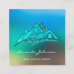 Tarjeta De Visita Cuadrada Personalizado Logotipo Casa Agente Inmobiliario Oc