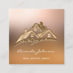 Tarjeta De Visita Cuadrada Personalizado Logotipo Casa Agente Inmobiliario Pr