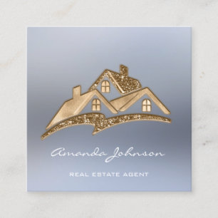 Tarjeta De Visita Cuadrada Personalizado Logotipo Casa Agente Inmobiliario Sm