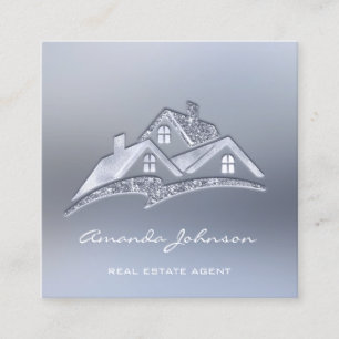 Tarjeta De Visita Cuadrada Personalizado Logotipo Casa Agente Inmobiliario Sm
