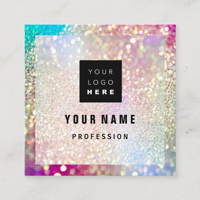 Tarjeta De Visita Cuadrada Personalizado Logotipo Profesional MAKEUP ARTISTA  (Anverso)