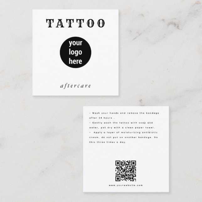 Tarjeta De Visita Cuadrada Personalizado Logotipo Tattoo Instrucciones para e (Anverso / Reverso)