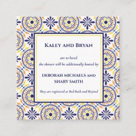 Tarjeta De Visita Cuadrada Personalizado mediterráneo V2 de tela amarilla de 