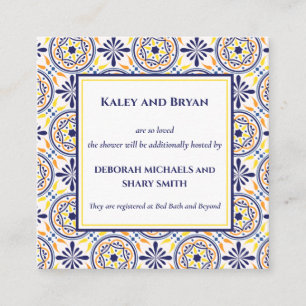 Tarjeta De Visita Cuadrada Personalizado mediterráneo V2 de tela amarilla de 