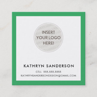 Tarjeta De Visita Cuadrada PERSONALIZADO MINIMAL LOGO moda moderna hoja kelly