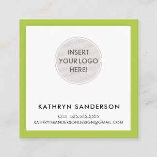 Tarjeta De Visita Cuadrada PERSONALIZADO MINIMAL LOGO moda moderna lima verde