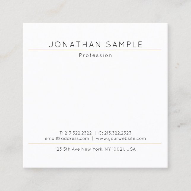 Tarjeta De Visita Cuadrada Personalizado moderna y elegante plantilla simple  (Anverso)
