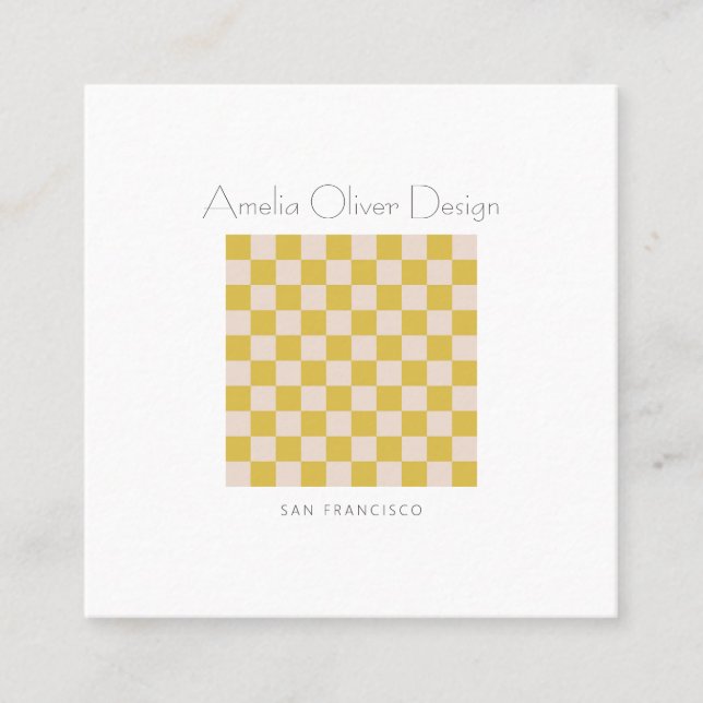 Tarjeta De Visita Cuadrada Personalizado moderno de estilo sencillo amarillo  (Anverso)