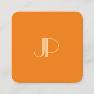 Tarjeta De Visita Cuadrada Personalizado Naranja Moderno Elegante Monograma I