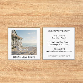 Tarjeta De Visita Cuadrada Personalizado Ocean View Photo Realty
