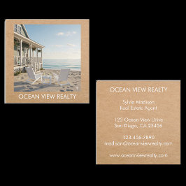 Tarjeta De Visita Cuadrada Personalizado Ocean View Photo Realty Kraft