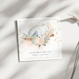 Tarjeta De Visita Cuadrada Personalizado Pasteles Panadería Gorra Chef Herram