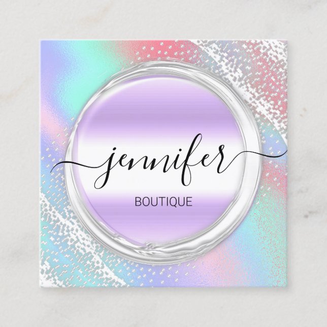 Tarjeta De Visita Cuadrada Personalizado Profesional de maquillaje Artista Pl (Anverso)