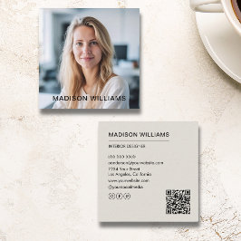 Tarjeta De Visita Cuadrada Personalizado profesional Foto QR Medios sociales