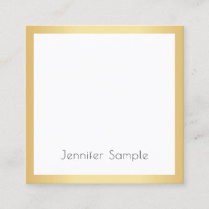 Tarjeta De Visita Cuadrada Personalizado Profesional Moderno Elegante Oro Bla