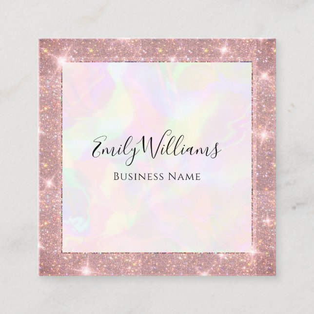 Tarjeta De Visita Cuadrada Personalizado QR Code Faux Holographic Fashion (Anverso)