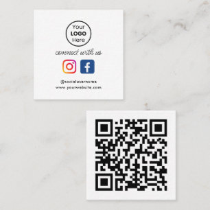 Tarjeta De Visita Cuadrada Personalizado QR Code Retro Social Media Connect c
