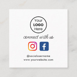 Tarjeta De Visita Cuadrada Personalizado QR Code Retro Social Media Connect c